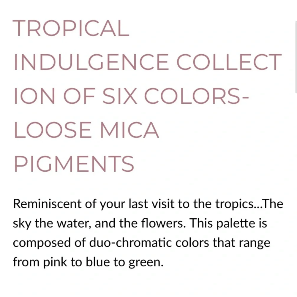 Naked Cosmetics Tropical Indulgence Collection of 6 Loose Eyeshadow Mica Pigment